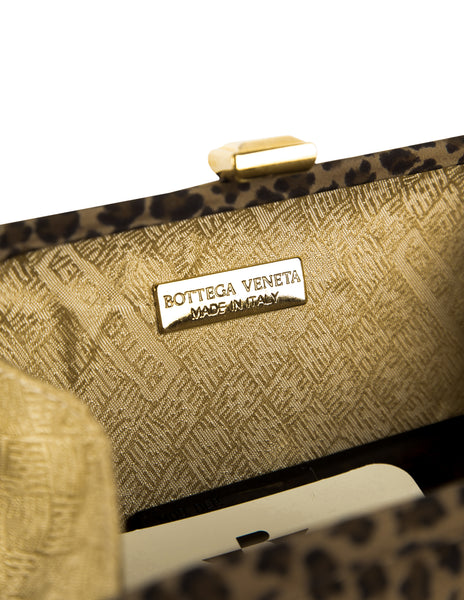 Bottega Veneta Vintage 1990s Leopard Print Nylon Box Clutch Bag