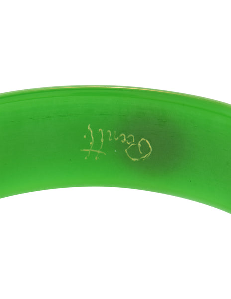 Bruce Pantti Vintage Green and Red Dot Bakelite Bracelet