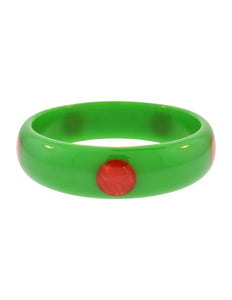 Bruce Pantti Vintage Green and Red Dot Bakelite Bracelet