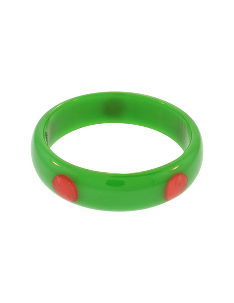 Bruce Pantti Vintage Green and Red Dot Bakelite Bracelet