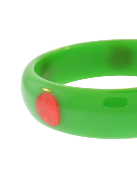 Bruce Pantti Vintage Green and Red Dot Bakelite Bracelet