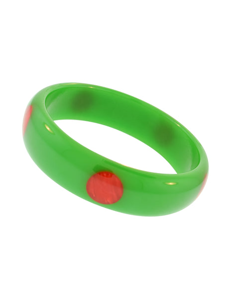 Bruce Pantti Vintage Green and Red Dot Bakelite Bracelet