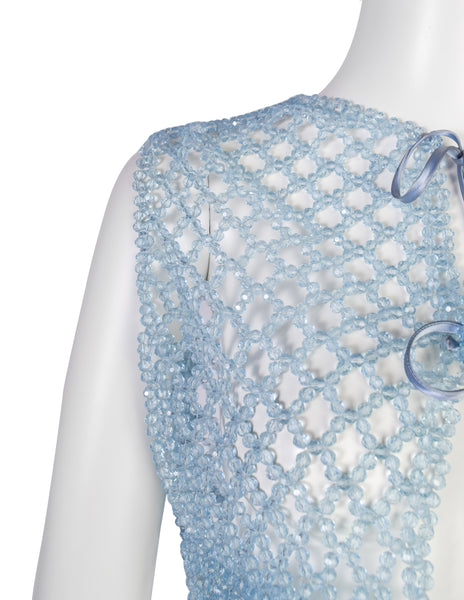 Vintage 1960s Extraordinary Icy Blue Beaded Cropped Vest