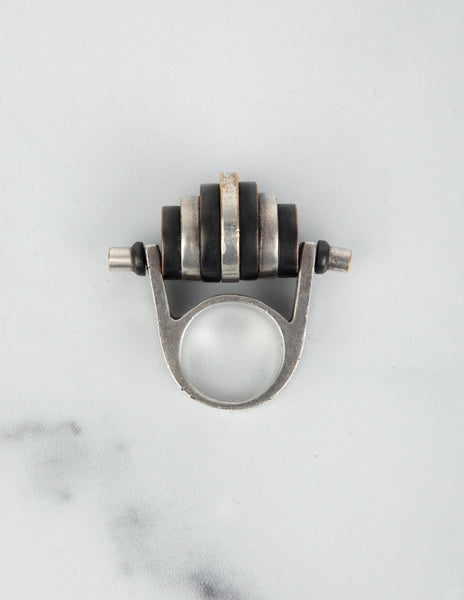 Balenciaga by Nicolas Ghesquière Vintage Black and Silver Axis Roller Statement Ring