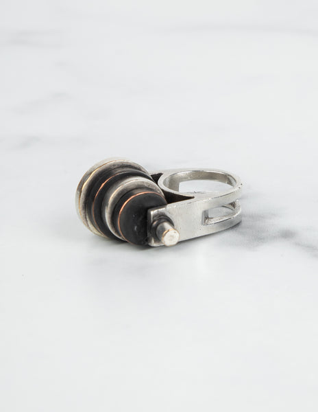 Balenciaga by Nicolas Ghesquière Vintage Black and Silver Axis Roller Statement Ring
