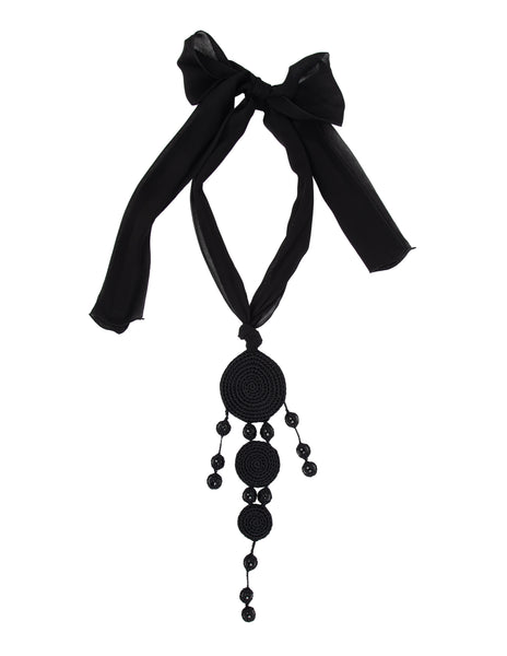 Vintage 1990s Unique Massive Bead and Crochet Medallion Chiffon Necklace