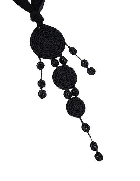 Vintage 1990s Unique Massive Bead and Crochet Medallion Chiffon Necklace
