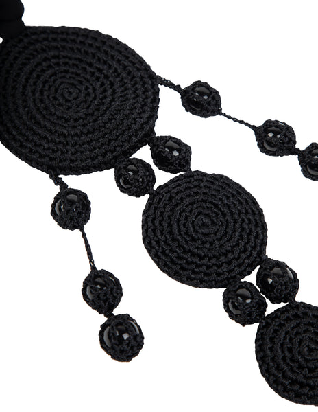 Vintage 1990s Unique Massive Bead and Crochet Medallion Chiffon Necklace