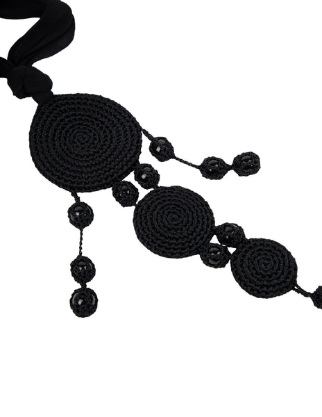Vintage 1990s Unique Massive Bead and Crochet Medallion Chiffon Necklace