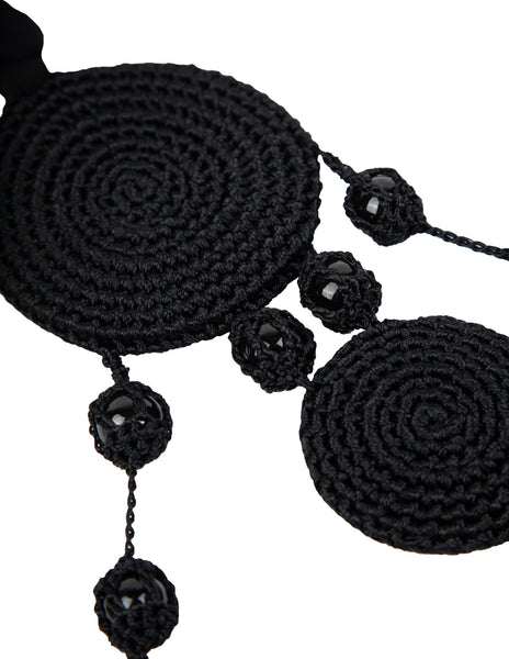 Vintage 1990s Unique Massive Bead and Crochet Medallion Chiffon Necklace