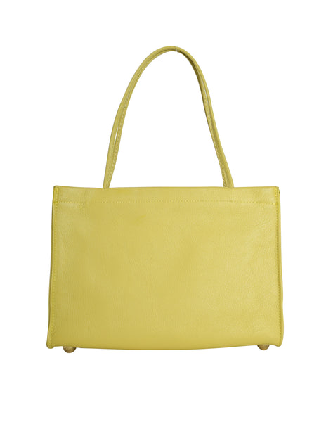 Coach by Bonnie Cashin Vintage 1960s Chartreuse Leather Mini Tote Handbag
