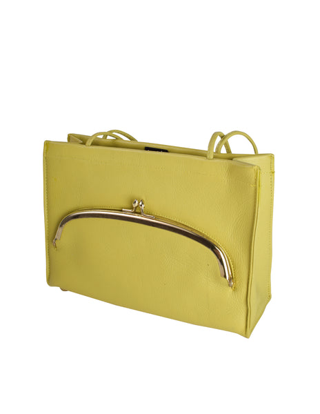 Coach by Bonnie Cashin Vintage 1960s Chartreuse Leather Mini Tote Handbag