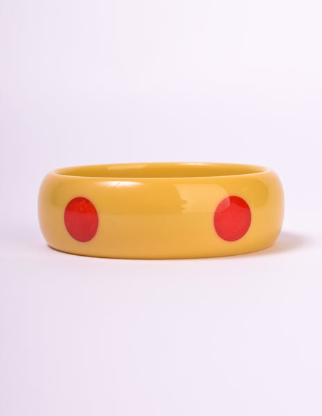 Bruce Pantti Vintage Manilla and Red Dot Bakelite Bracelet