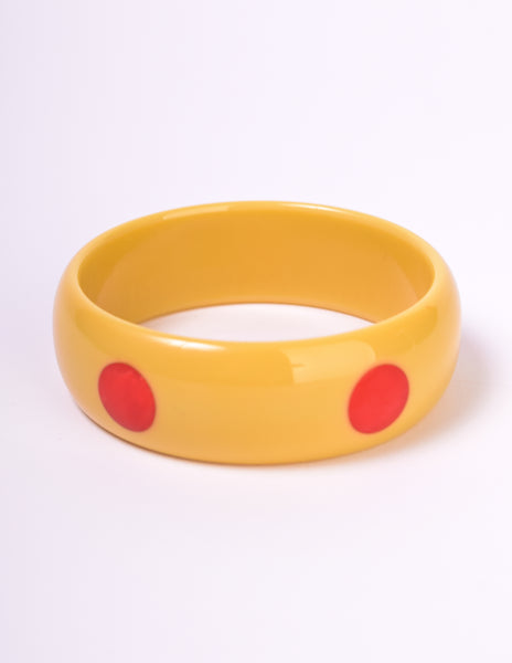 Bruce Pantti Vintage Manilla and Red Dot Bakelite Bracelet