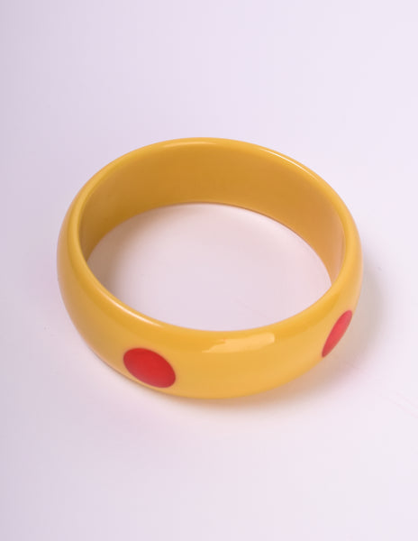 Bruce Pantti Vintage Manilla and Red Dot Bakelite Bracelet