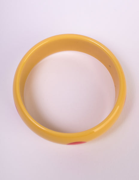 Bruce Pantti Vintage Manilla and Red Dot Bakelite Bracelet