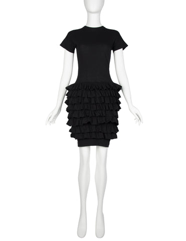 Callaghan Vintage SS 1989 by Romeo Gigli Vintage Black Cotton Ruffle Dress