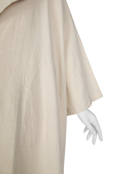 Comme Des Garcons Vintage SS 1982 Natural Silk and Linen Oversized Cross Back Duster Coat