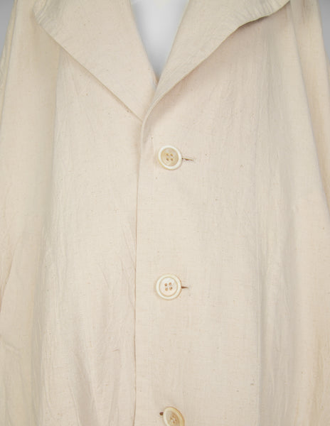 Comme Des Garcons Vintage SS 1982 Natural Silk and Linen Oversized Cross Back Duster Coat
