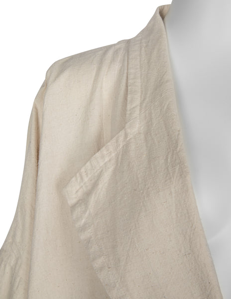 Comme Des Garcons Vintage SS 1982 Natural Silk and Linen Oversized Cross Back Duster Coat