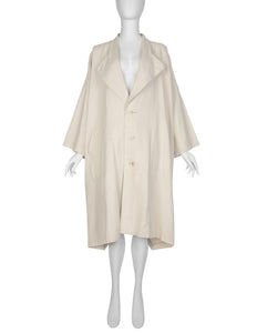 Comme Des Garcons Vintage SS 1982 Natural Silk and Linen Oversized Cross Back Duster Coat