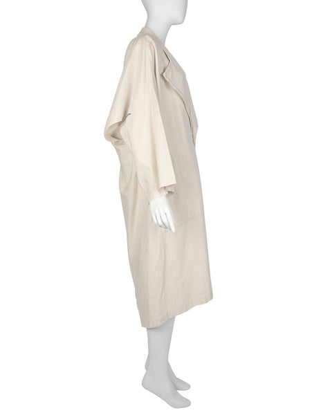 Comme Des Garcons Vintage SS 1982 Natural Silk and Linen Oversized Cross Back Duster Coat