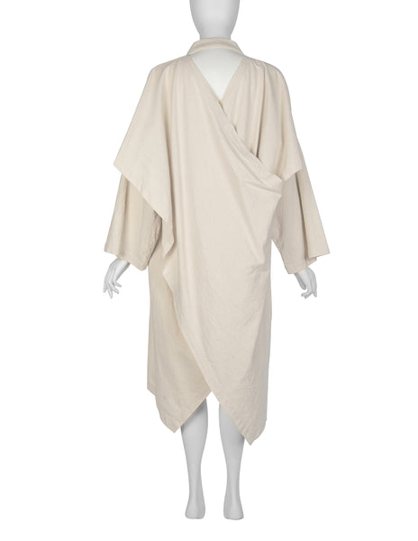 Comme Des Garcons Vintage SS 1982 Natural Silk and Linen Oversized Cross Back Duster Coat
