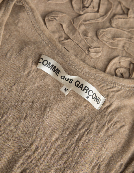 Comme Des Garcons Vintage SS 1986 Tan Cotton Textured Applique Mini Dress