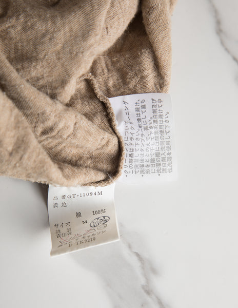 Comme Des Garcons Vintage SS 1986 Tan Cotton Textured Applique Mini Dress