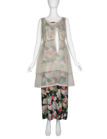 Comme Des Garcons Vintage SS 2000 Layered Sheer Floral Cutout Dress