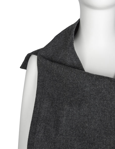 Comme Des Garcons Tricot AW1989 by Junya Watanabe Charcoal Grey Wool Apron Dress