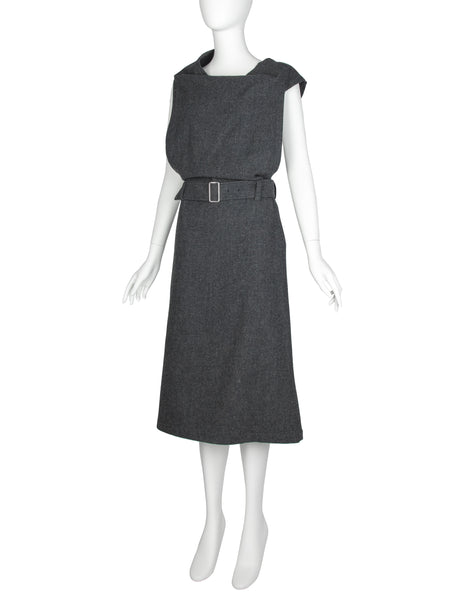 Comme Des Garcons Tricot AW1989 by Junya Watanabe Charcoal Grey Wool Apron Dress