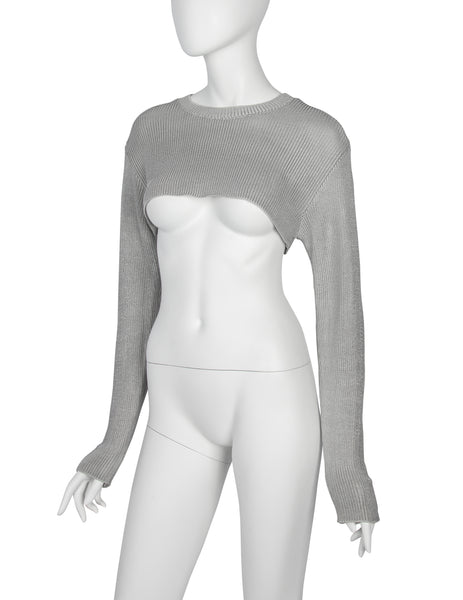 Comme des Garcons Vintage SS 1986 Phenomenal Pale Blue-Grey Ultra Cropped Knit Sweater