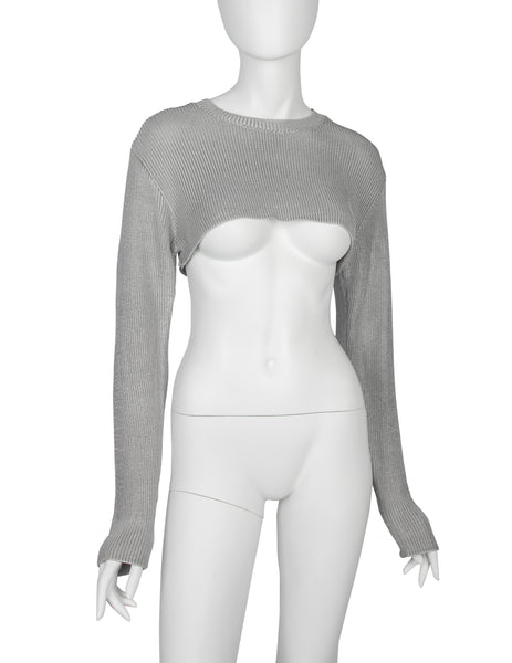 Comme des Garcons Vintage SS 1986 Phenomenal Pale Blue-Grey Ultra Cropped Knit Sweater