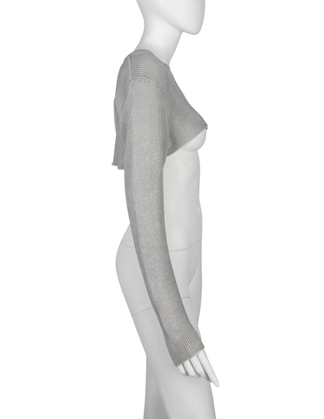 Comme des Garcons Vintage SS 1986 Phenomenal Pale Blue-Grey Ultra Cropped Knit Sweater