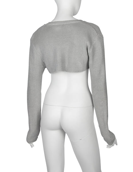 Comme des Garcons Vintage SS 1986 Phenomenal Pale Blue-Grey Ultra Cropped Knit Sweater