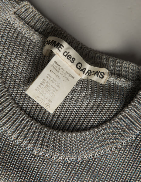 Comme des Garcons Vintage SS 1986 Phenomenal Pale Blue-Grey Ultra Cropped Knit Sweater
