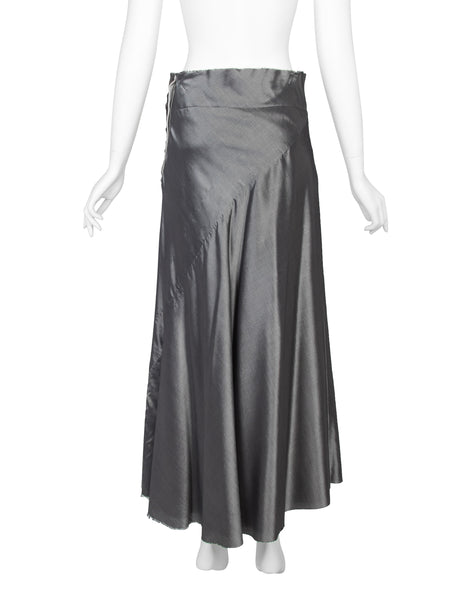 Comme Des Garcons Vintage AW 1996 Metallic Charcoal Silver Silk Skirt
