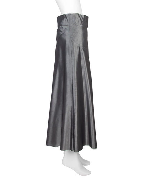Comme Des Garcons Vintage AW 1996 Metallic Charcoal Silver Silk Skirt