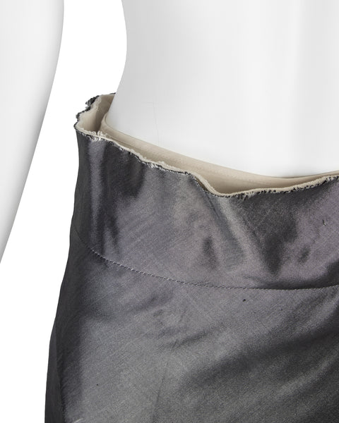 Comme Des Garcons Vintage AW 1996 Metallic Charcoal Silver Silk Skirt