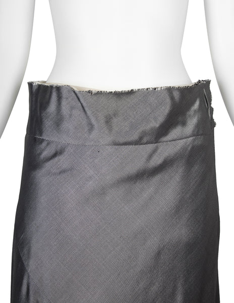 Comme Des Garcons Vintage AW 1996 Metallic Charcoal Silver Silk Skirt