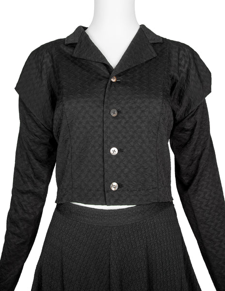 Comme des Garcons Vintage SS 1987 Black Textured Top and Skirt Set