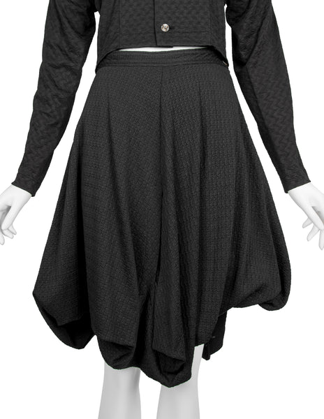 Comme des Garcons Vintage SS 1987 Black Textured Top and Skirt Set