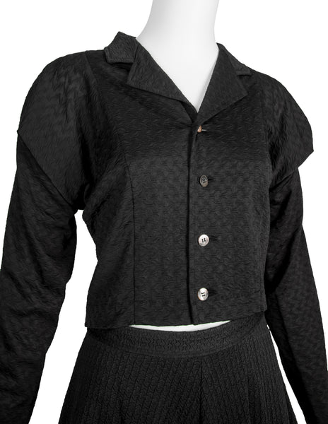 Comme des Garcons Vintage SS 1987 Black Textured Top and Skirt Set