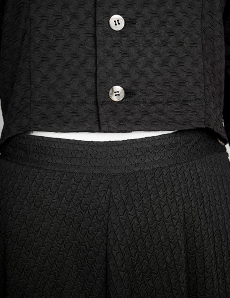 Comme des Garcons Vintage SS 1987 Black Textured Top and Skirt Set