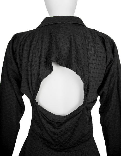 Comme des Garcons Vintage SS 1987 Black Textured Top and Skirt Set