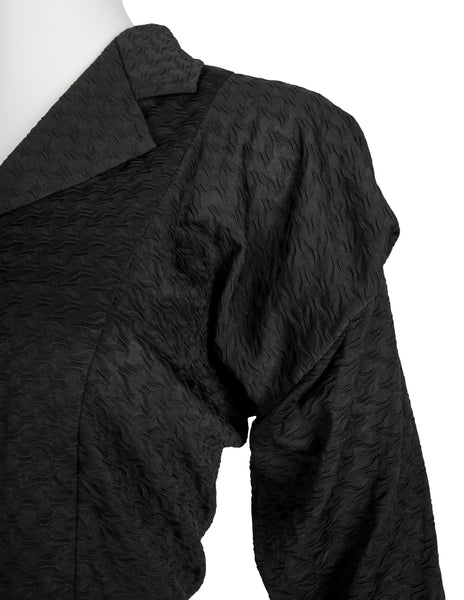 Comme des Garcons Vintage SS 1987 Black Textured Top and Skirt Set