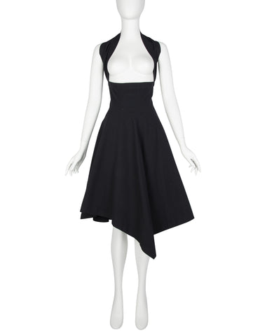 Comme des Garcons Vintage SS 1987 Black Asymmetrical Under Bust Halter Dress