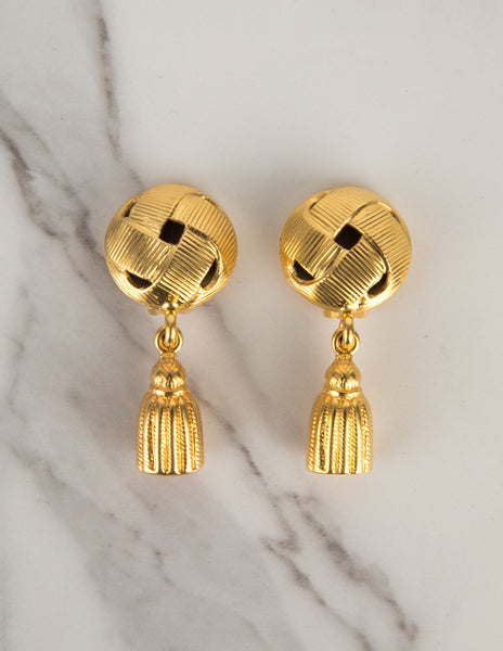 Celine Vintage 1992 Golden Dangling Tassel Earrings