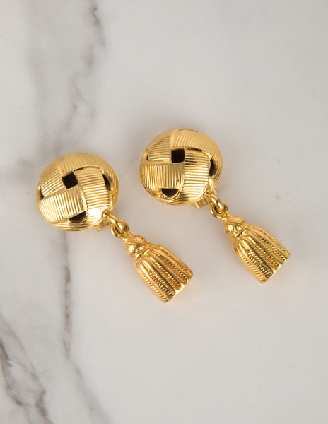 Celine Vintage 1992 Golden Dangling Tassel Earrings